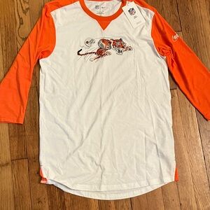 Nike NFL team apparel White and Orange 3/4 length Sleeve Tee